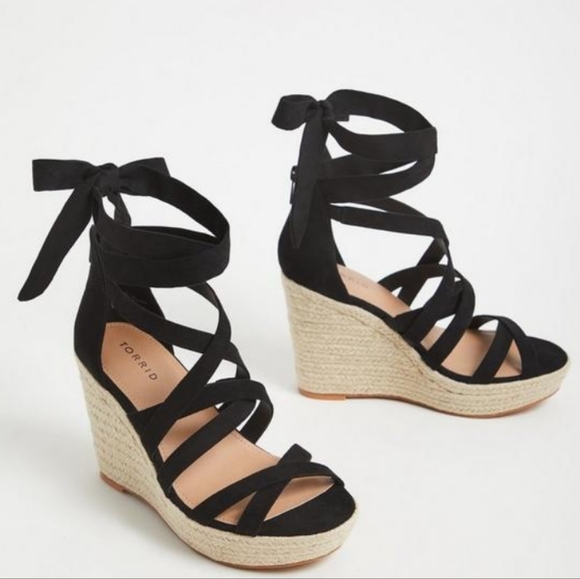 torrid Shoes - TORRID Ankle Wrap Platform Wedge (7.5 WIDE)